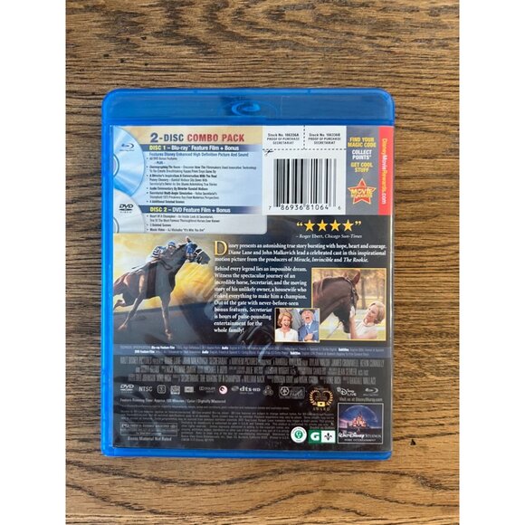 Disney Secretariat Blu-Ray and DVD Combo Pack Kids Movie - Picture 4 of 4